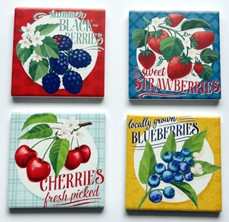Vintage Berries coasters set/4 ceramic